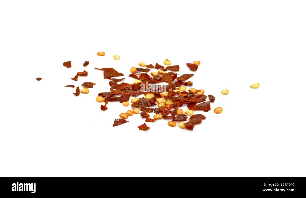 Cayenne pepper. Pile crushed red cayenne pepper, dried chili flakes and
