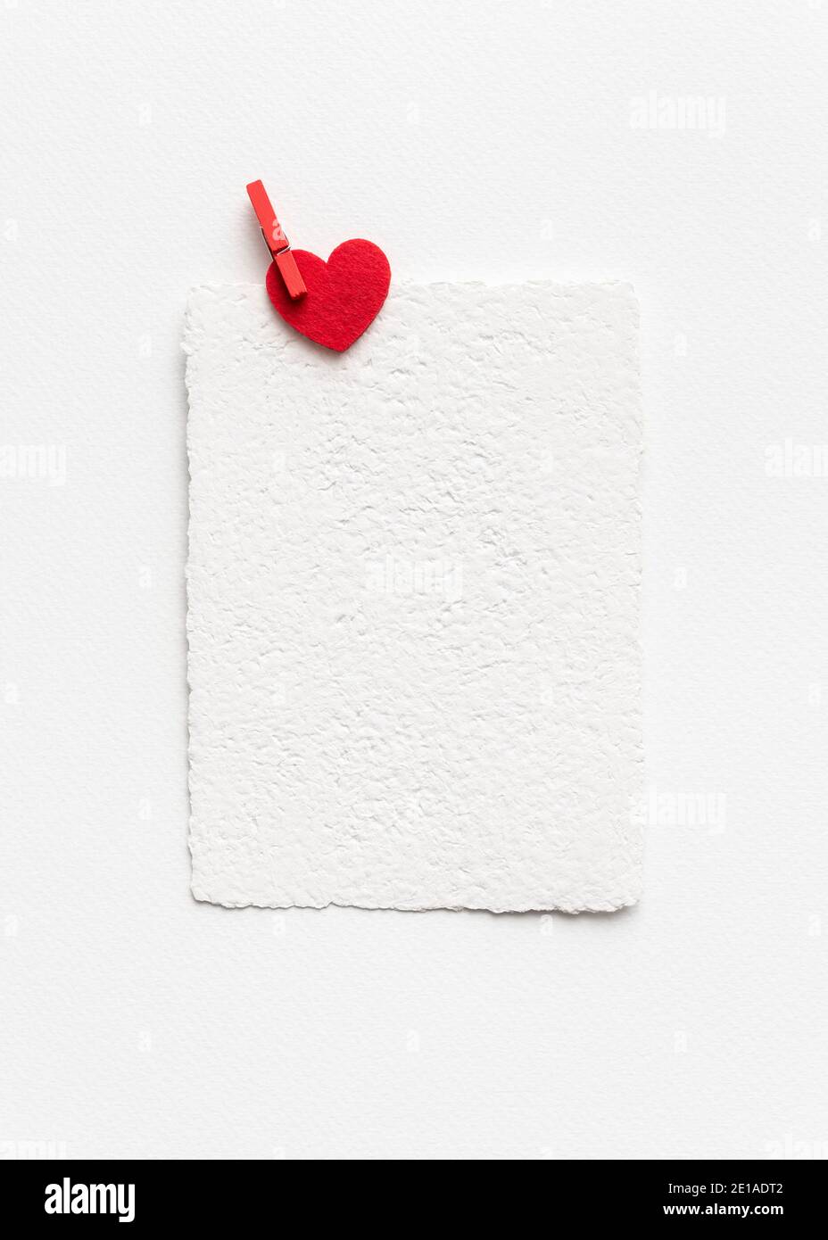 Valentines Day background with white greeting card mockup and red heart ...