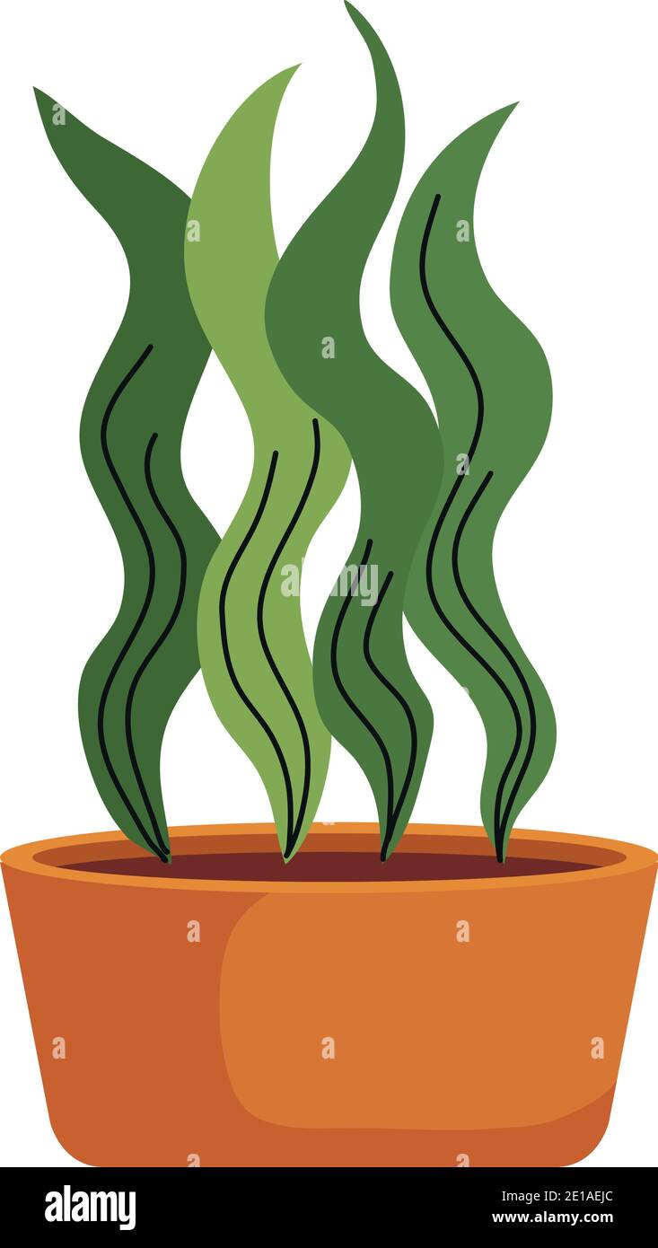 house plant in ceramic pot in orange color isolated icon Stock Vector ...