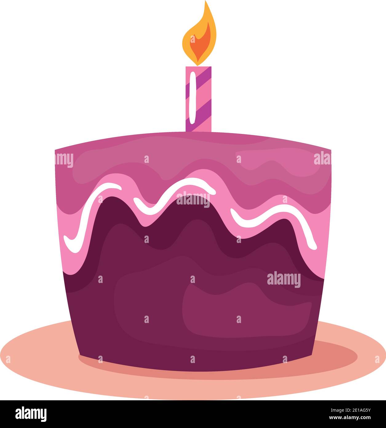 sweet cake birthday celebration with one candle Stock Vector Image ...