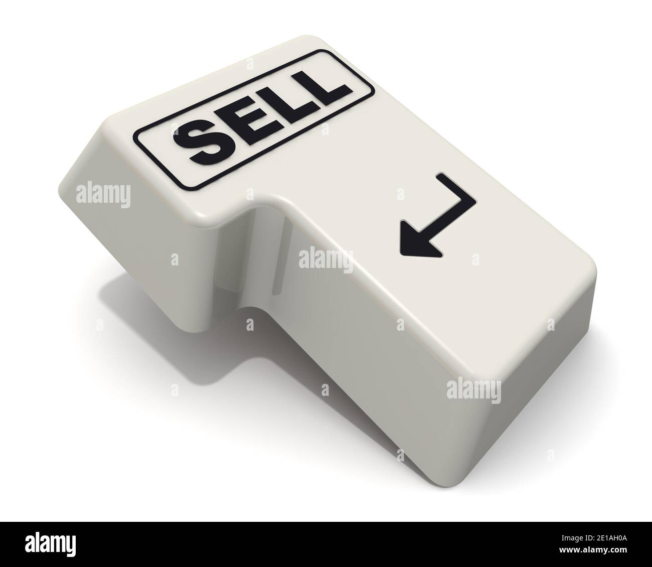 The enter key of keyboard labeled SELL. Computer Enter key of keyboard