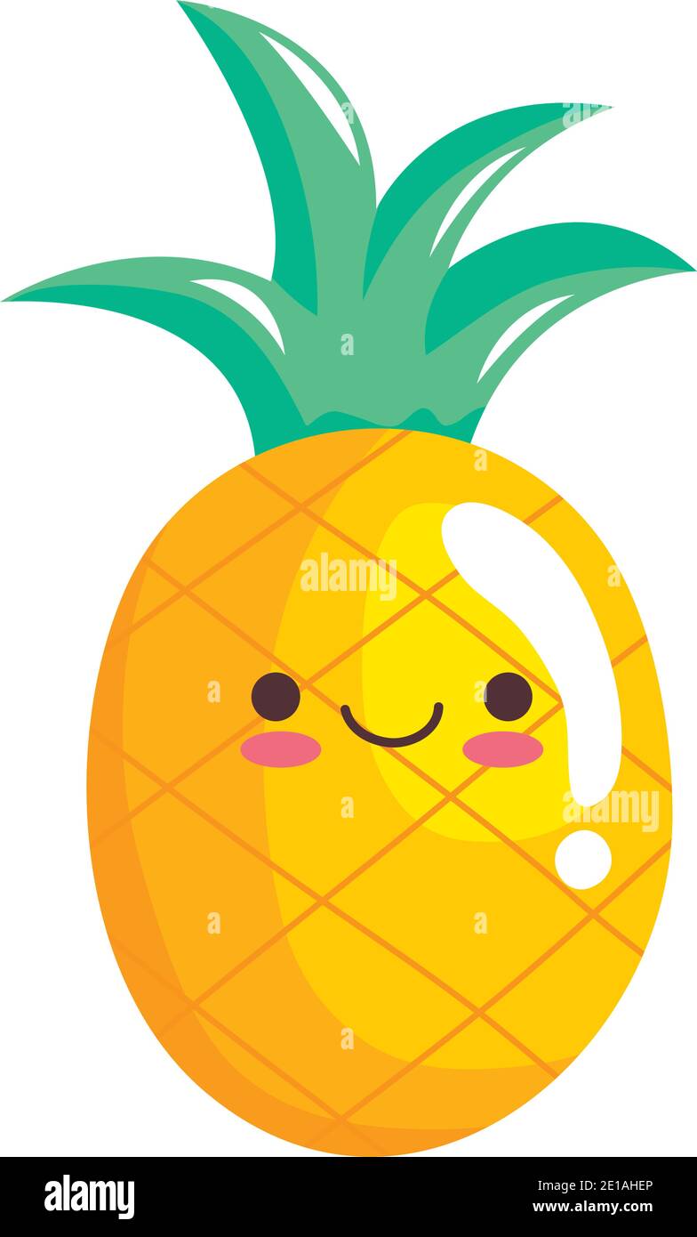 cute pineapple sticker kawaii character icon Stock Vector Image & Art ...