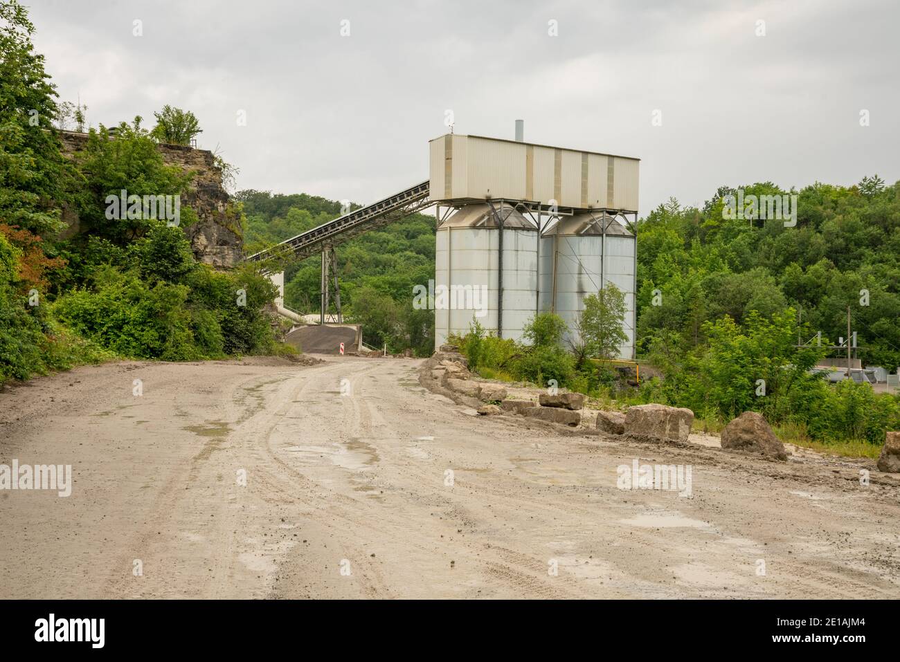 gravel mill scenery at summer time Stock Photo