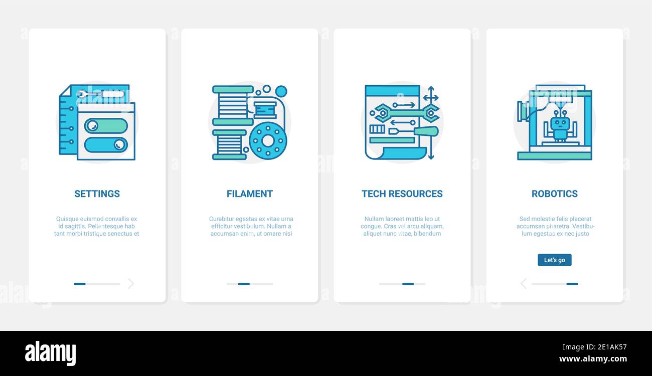 Robotic technology settings vector illustration. UX, UI onboarding