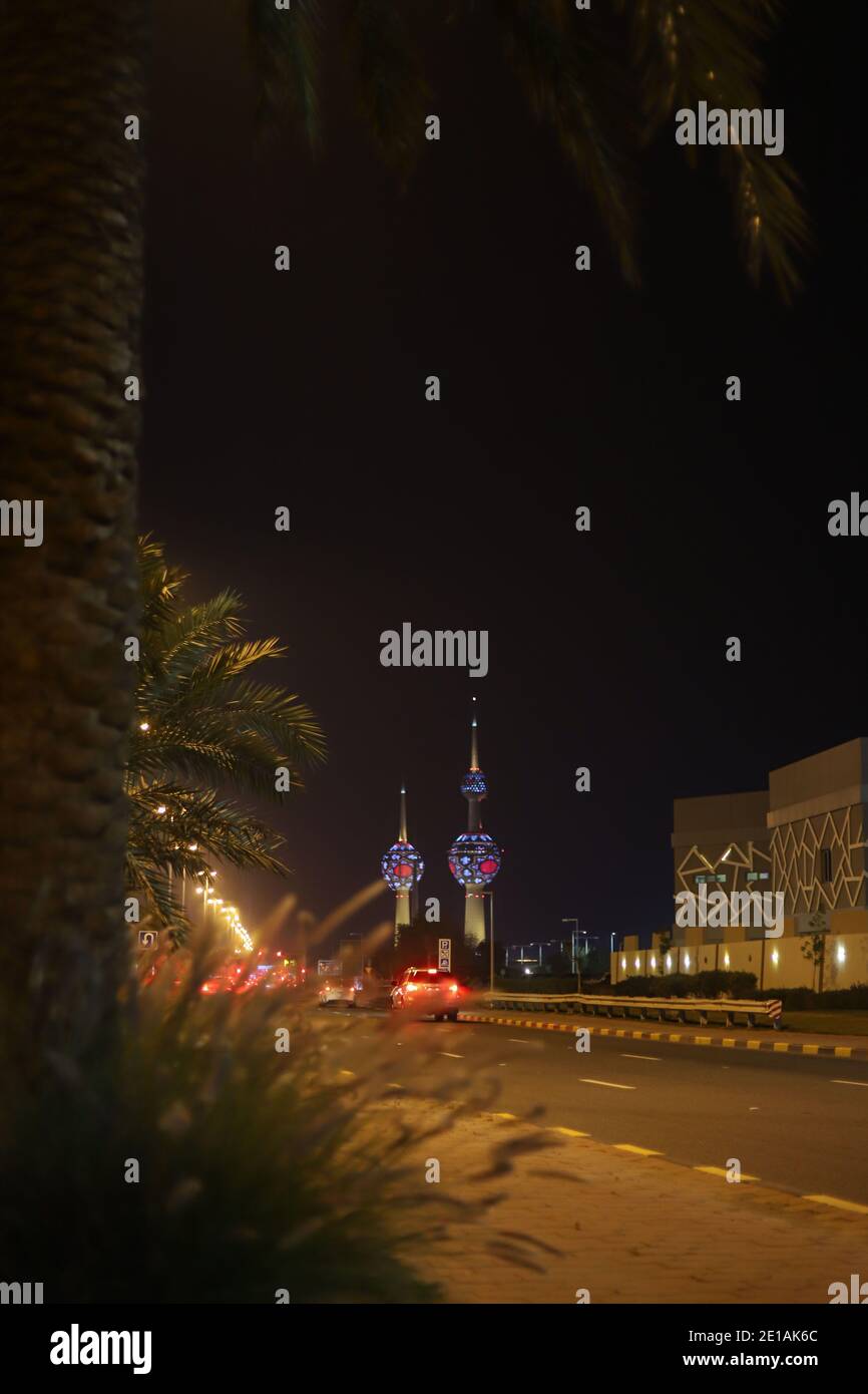kuwait city at night Stock Photo