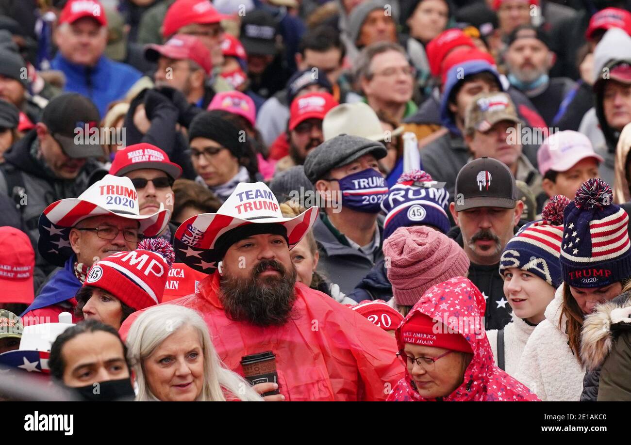 Washington, United States. 05th Jan, 2021. Supporters of President Donald Trump rally ahead of Congress's upcoming Electoral College election vote certification, in Washington, DC on Tuesday, January 5, 2021. Various groups of Trump supporters announced rallies tomorrow in support of President Trump's baseless claims of election fraud as Congress meets to certify the results of the 2020 Presidential election. Photo by Kevin Dietsch/UPI Credit: UPI/Alamy Live News Stock Photo