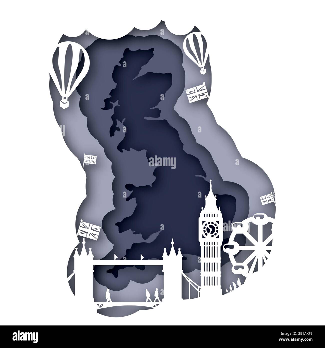 Vector Great Britan in paper art style Stock Vector