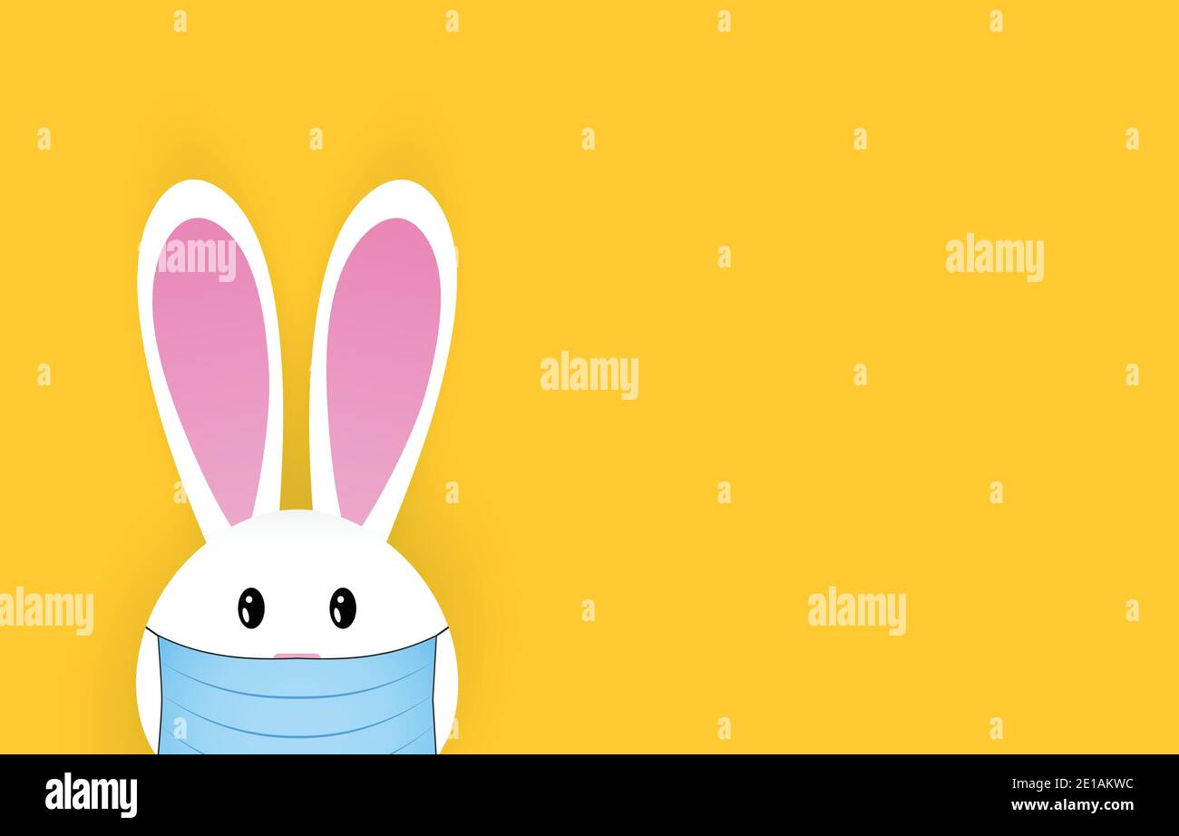 Happy easter bunny in medical mask. Stock Vector