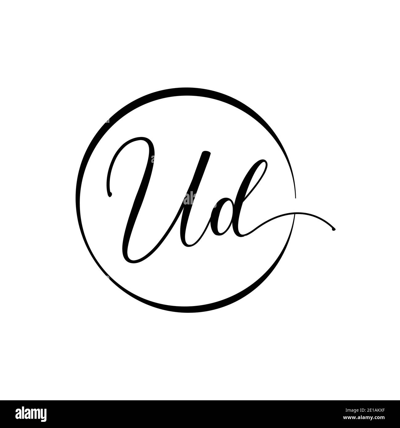 Initial UD letter Logo Design vector Template. Abstract Script Letter UD logo Design Stock Vector