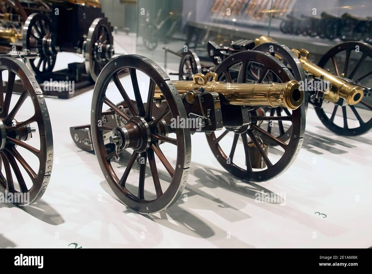 PARIS - DEC 5, 2018 - Model cannons in the Les Invalides Army Museum, Paris, France Stock Photo