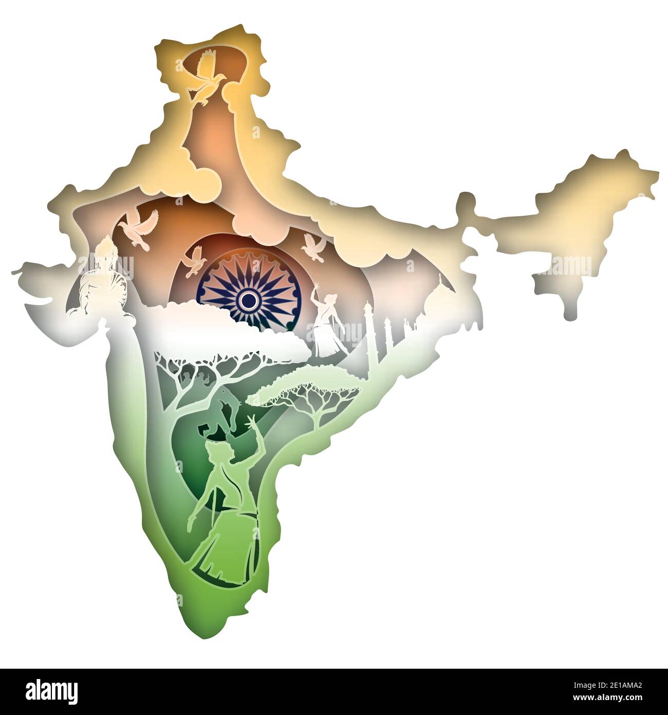 Vector India in paper art style Stock Vector