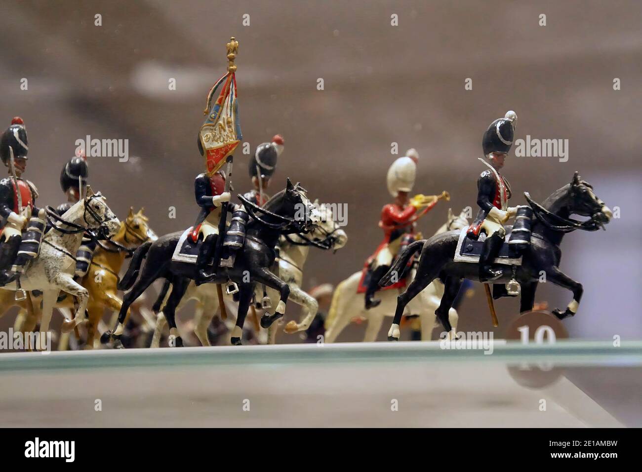 PARIS - DEC 5, 2018 - Cavalry miniature toy solider collection in  Les Invalides Army Museum, Paris, France Stock Photo