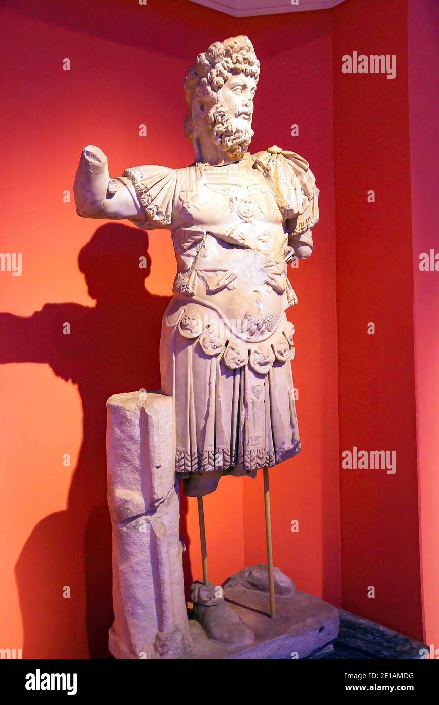 Roman emperor Hadrian, 2nd century CE, statue from Perge  in  Turkey Stock Photo