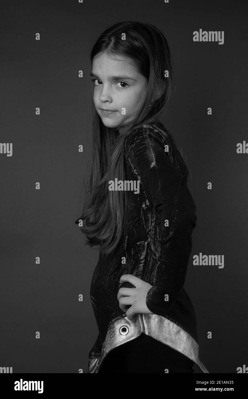 black and white portrait little girl Stock Photo - Alamy