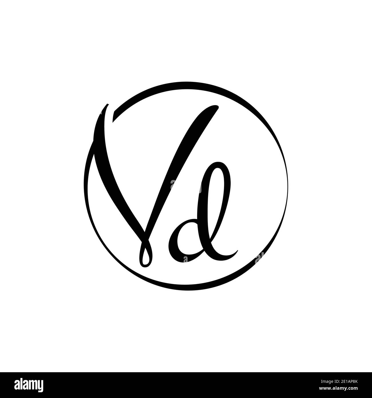 Initial VD letter Logo Design vector Template. Abstract Script Letter VD Logo Vector. Stock Vector