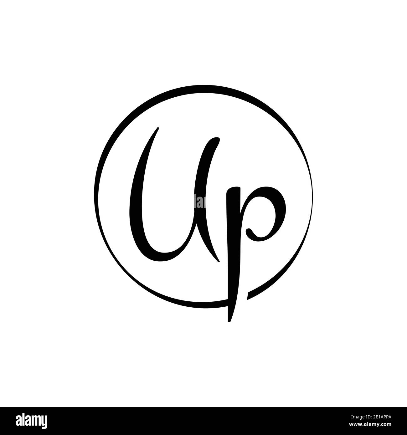 Initial UP letter Logo Design vector Template. Abstract Script Letter