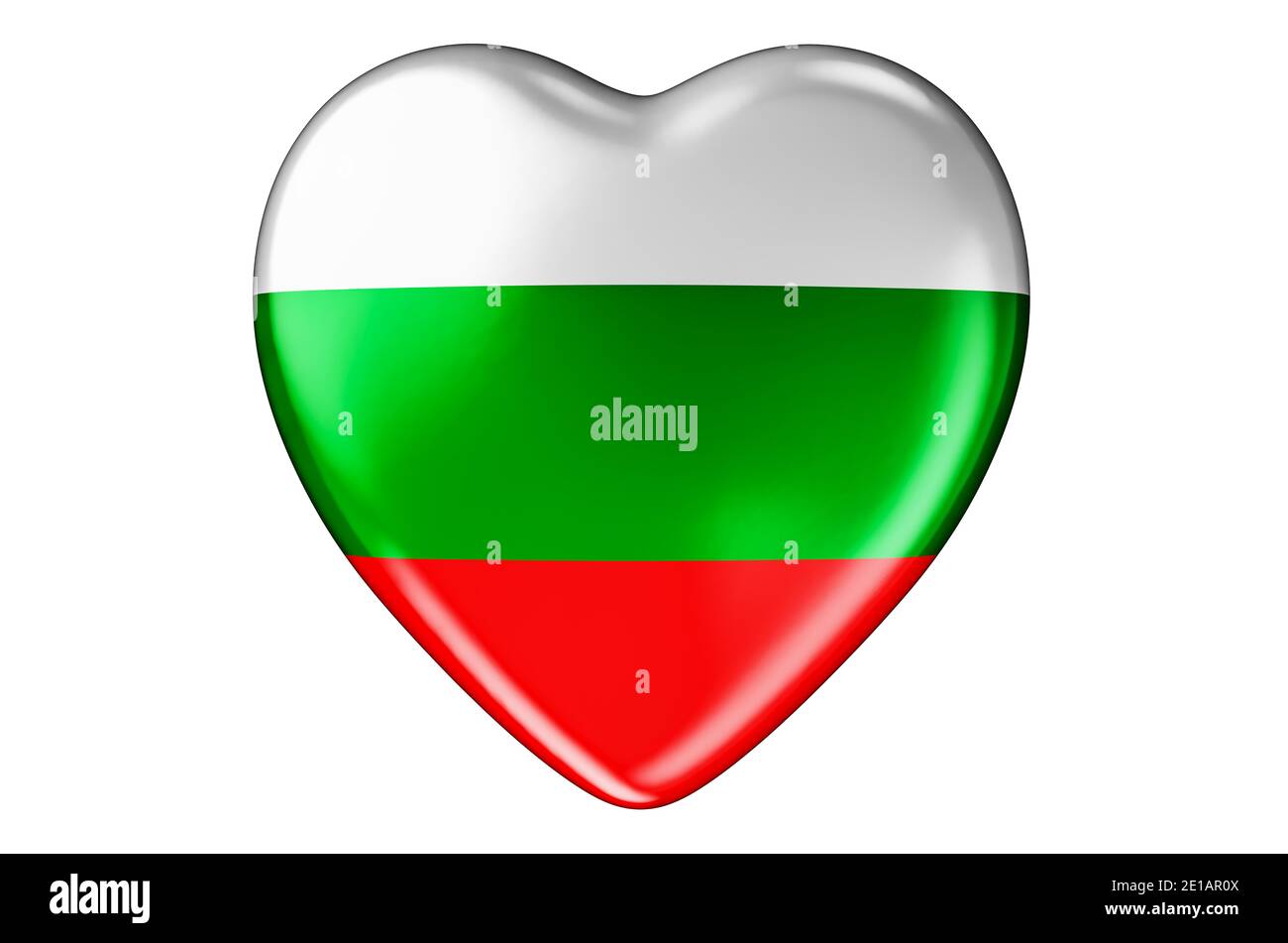 Heart with Bulgarian flag, 3D rendering isolated on white background