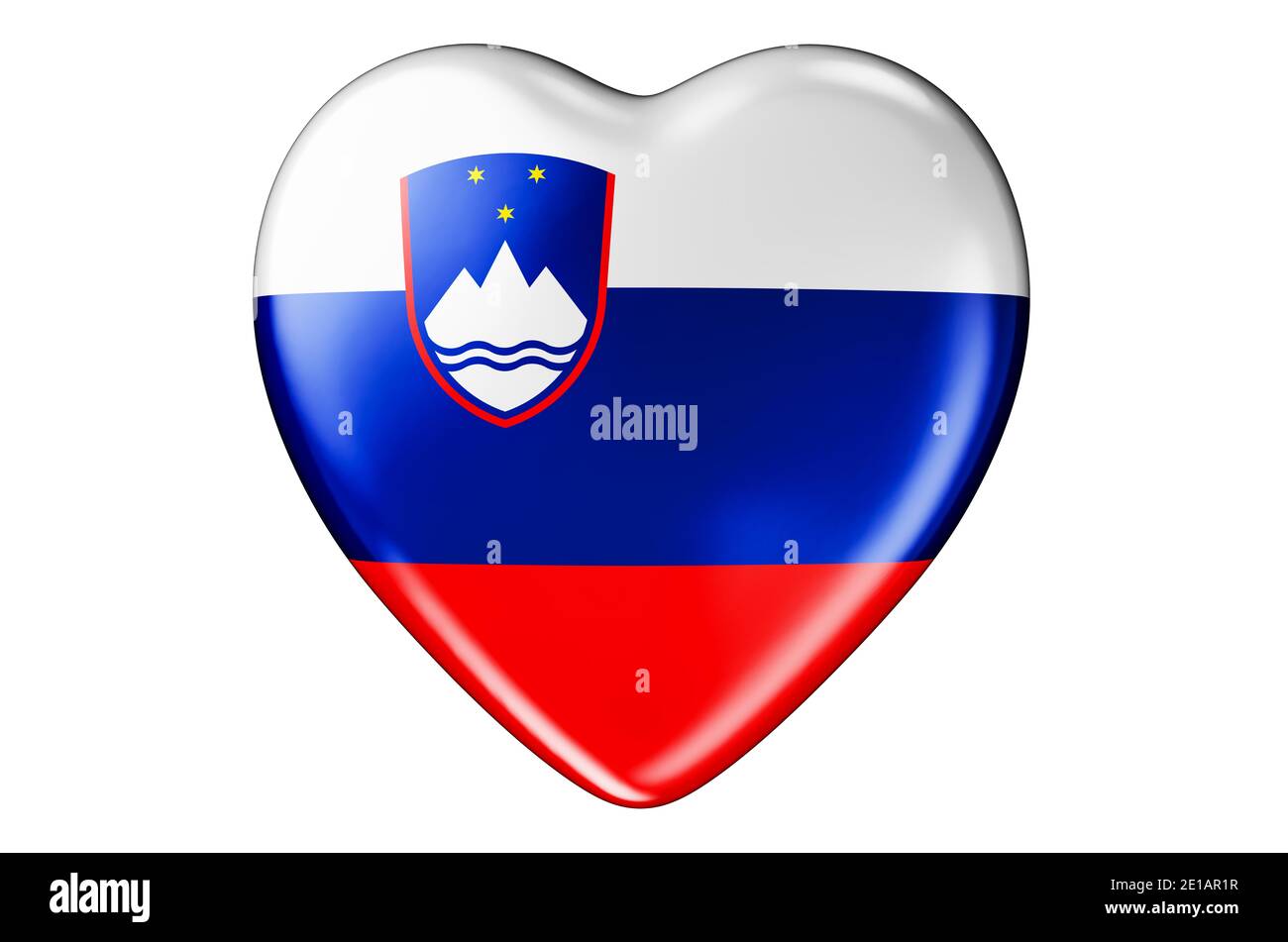 Heart with Slovenian flag, 3D rendering isolated on white background Stock Photo