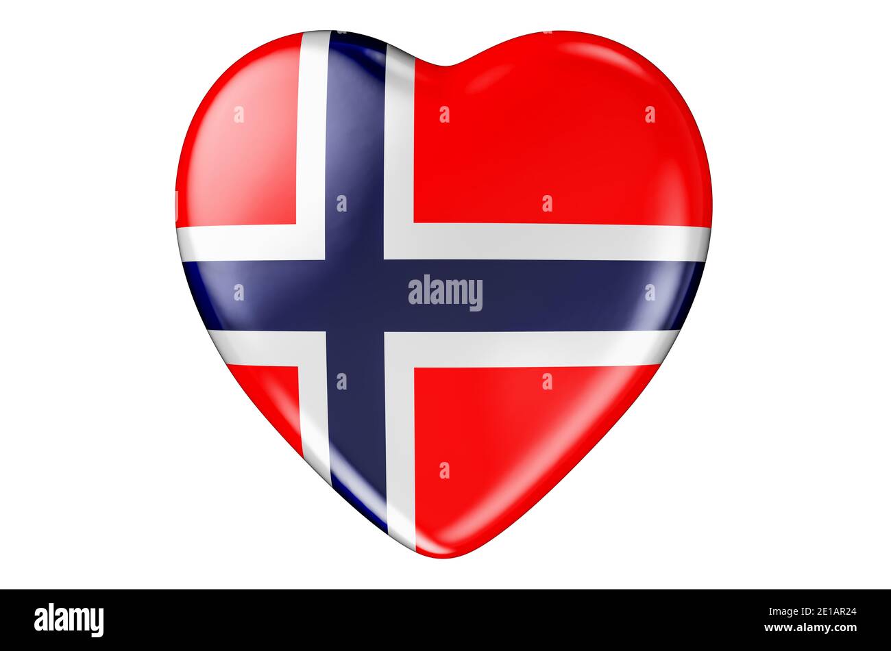 Heart with Norwegian flag, 3D rendering isolated on white background Stock Photo