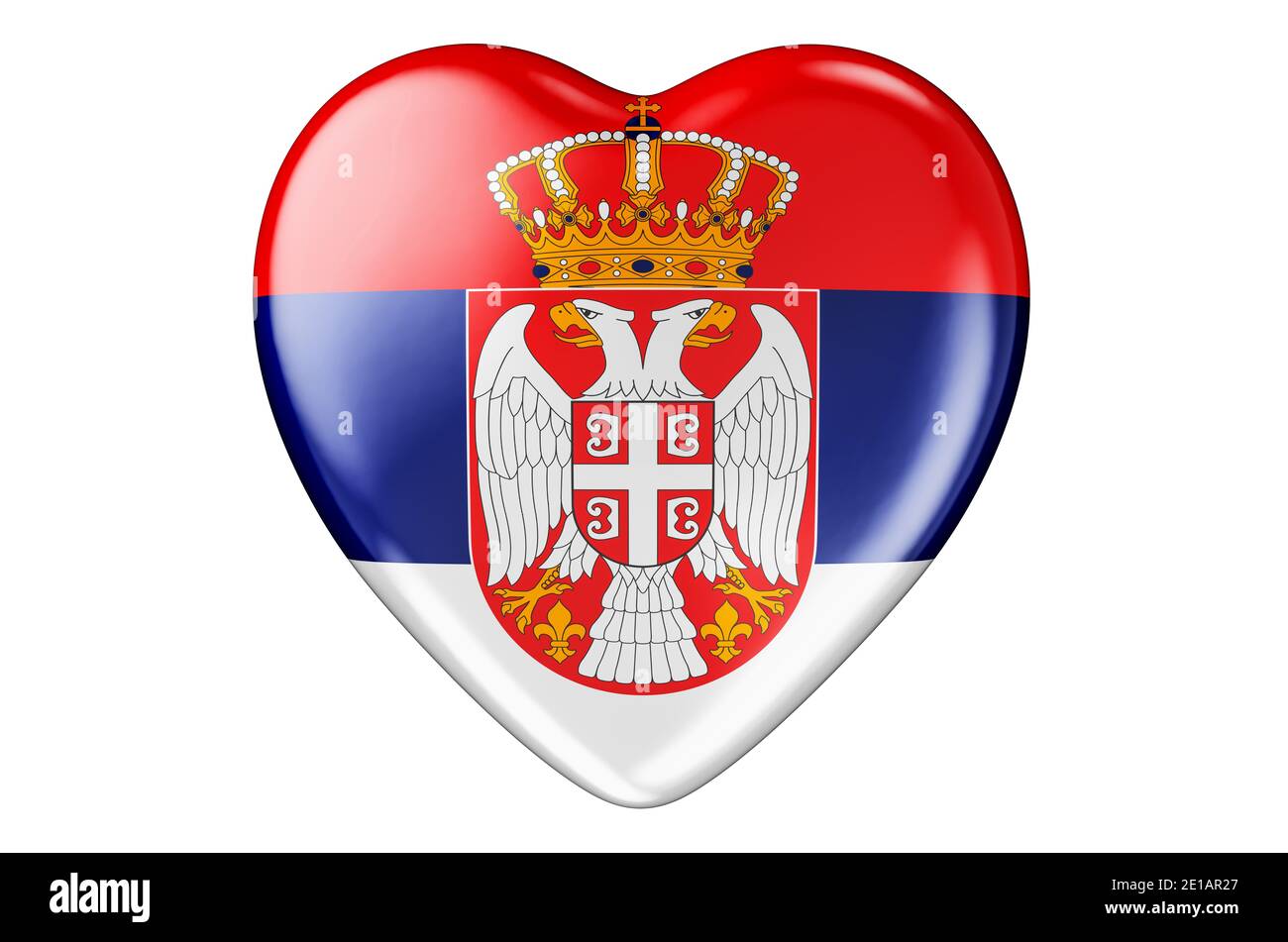 Heart with Serbian flag, 3D rendering isolated on white background ...