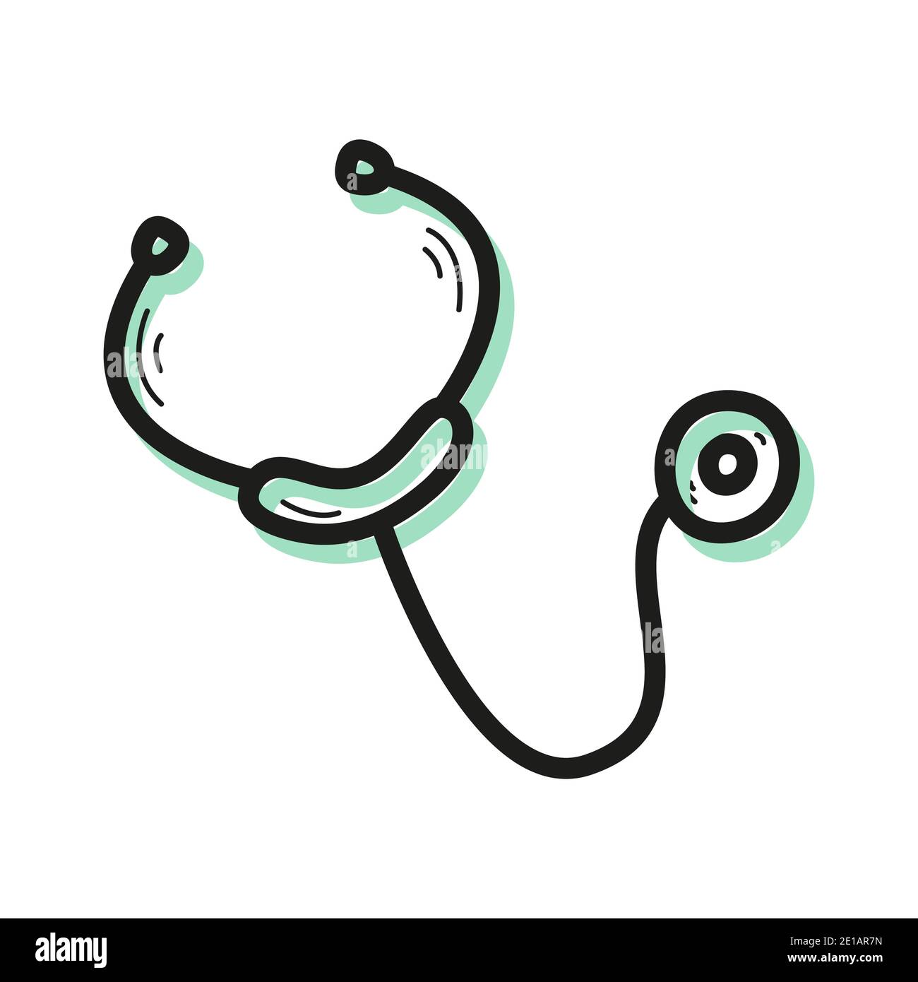 Vector linear color icon in the form of medical phonendoscope Stock Vector