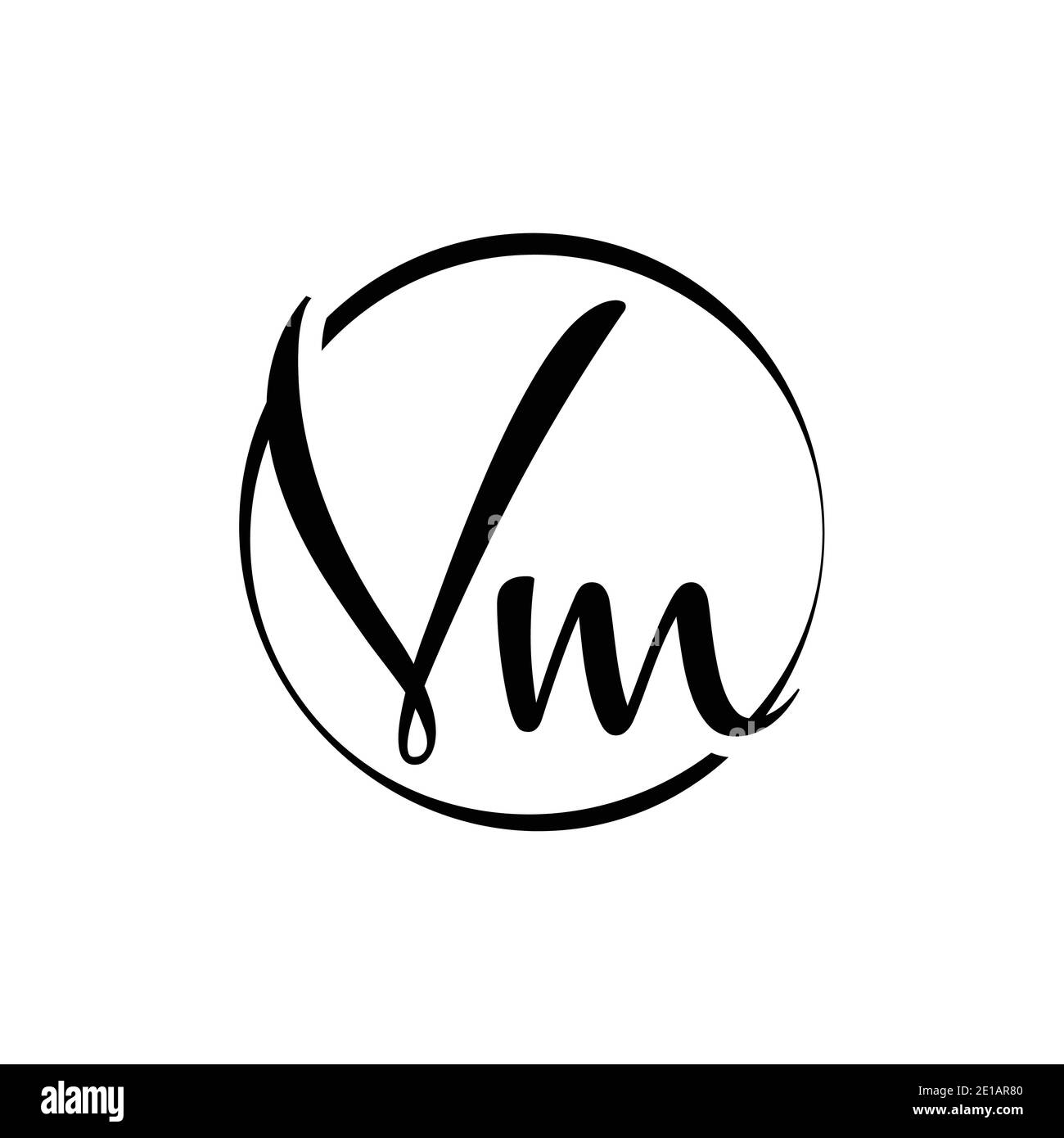 Initial VM letter Logo Design vector Template. Abstract Script Letter VM Logo Vector. Stock Vector