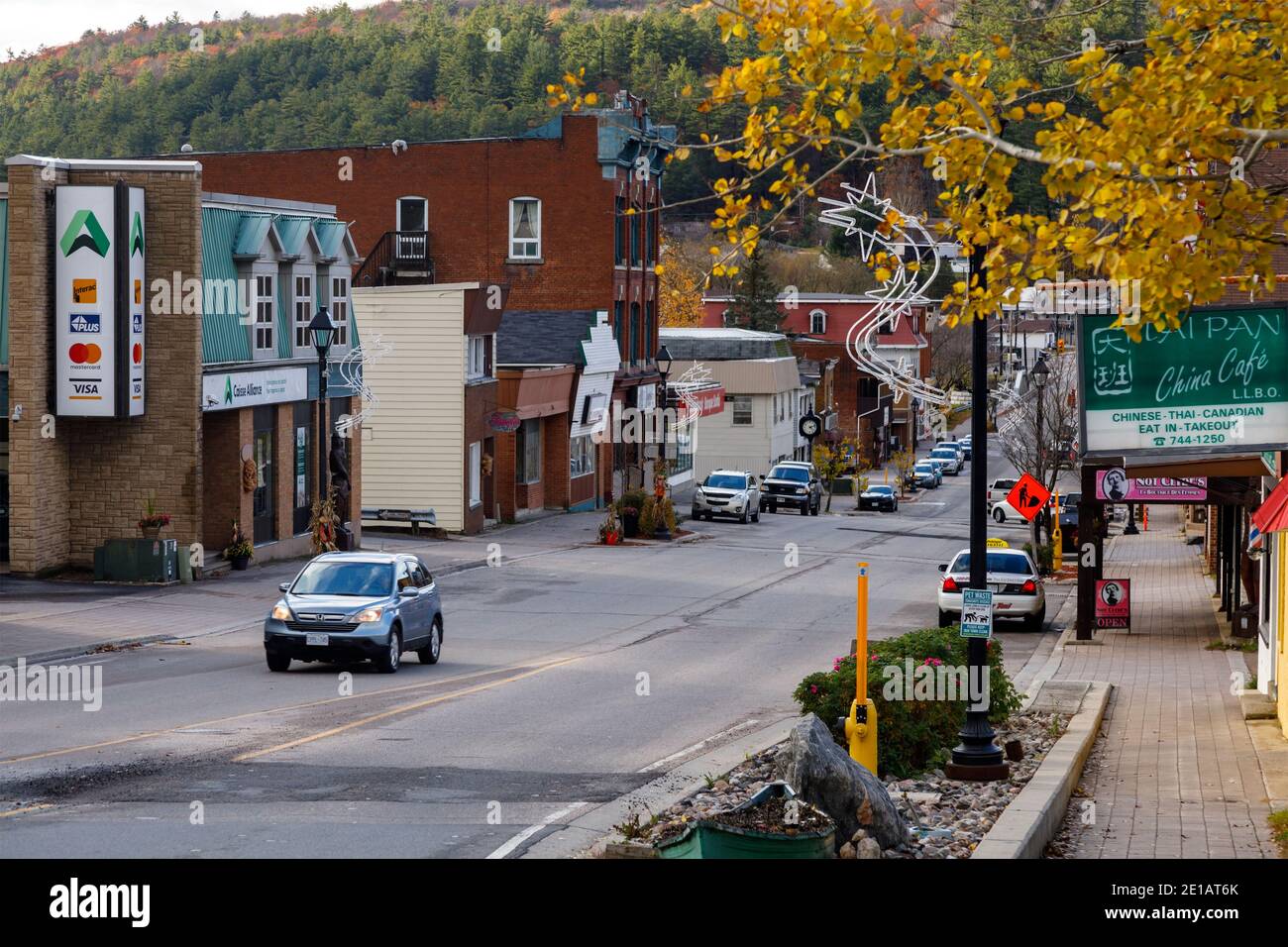 An elevated view of downtown in the Town of Mattawa, Nipissing District