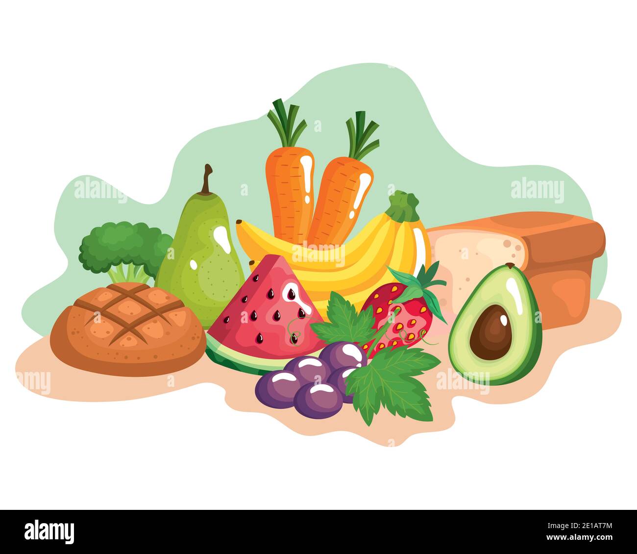 vegetables and fruits with healthy food set icons Stock Vector Image ...