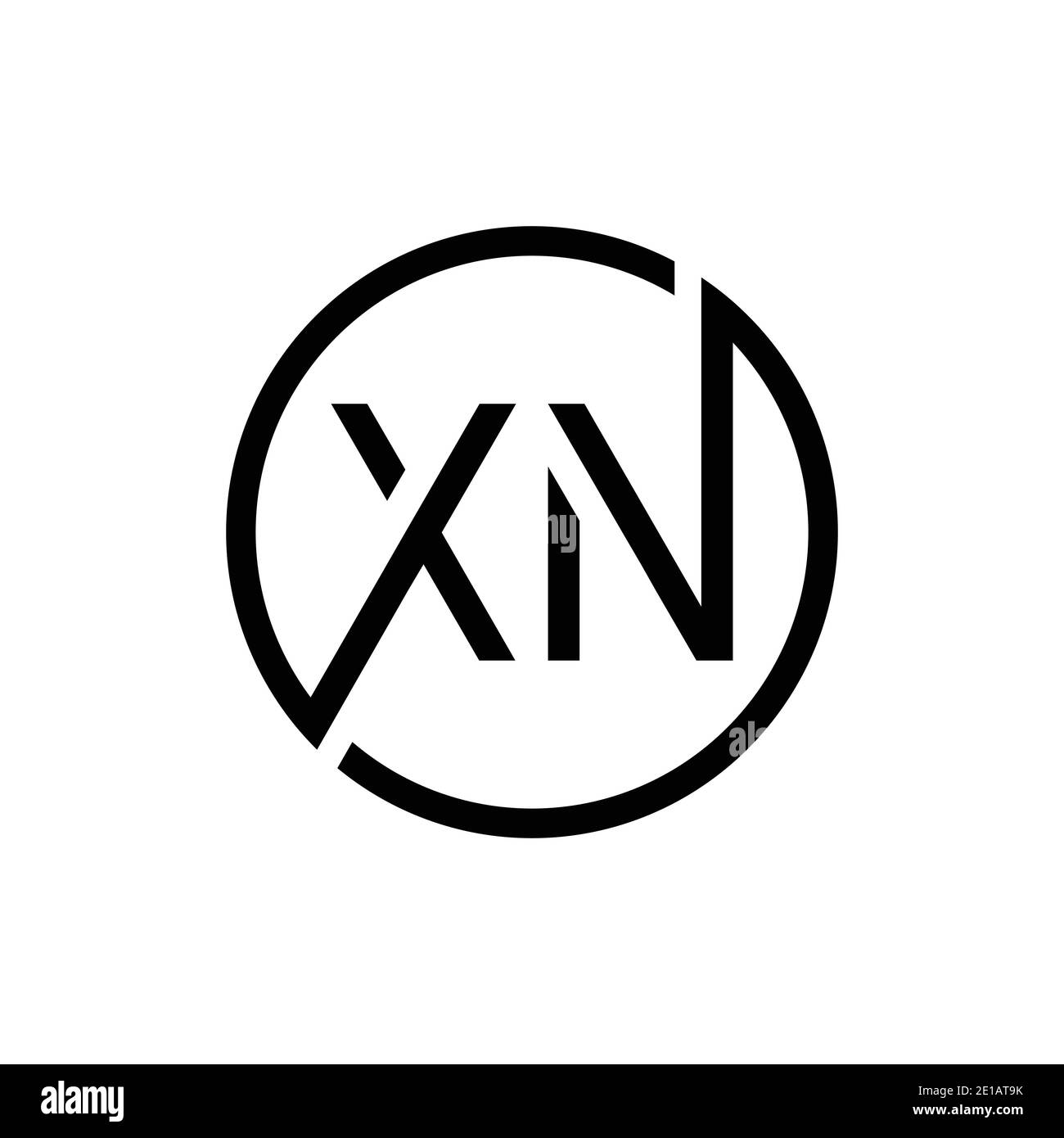 Creative Circle Letter XN Logo Design Vector Template. Initial Linked Letter XN Logo Design Stock Vector