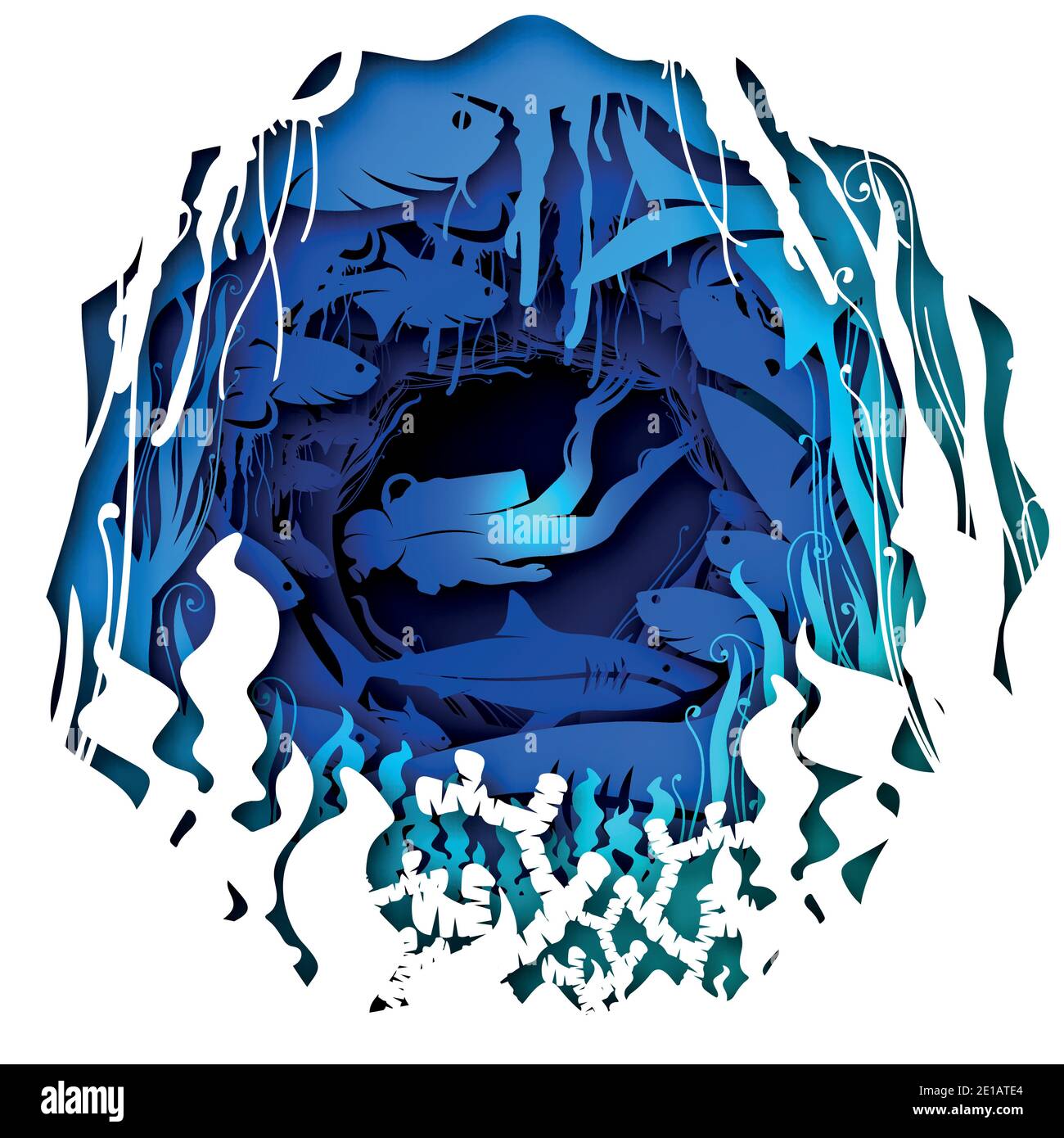 Vector ocean in paper art style Stock Vector