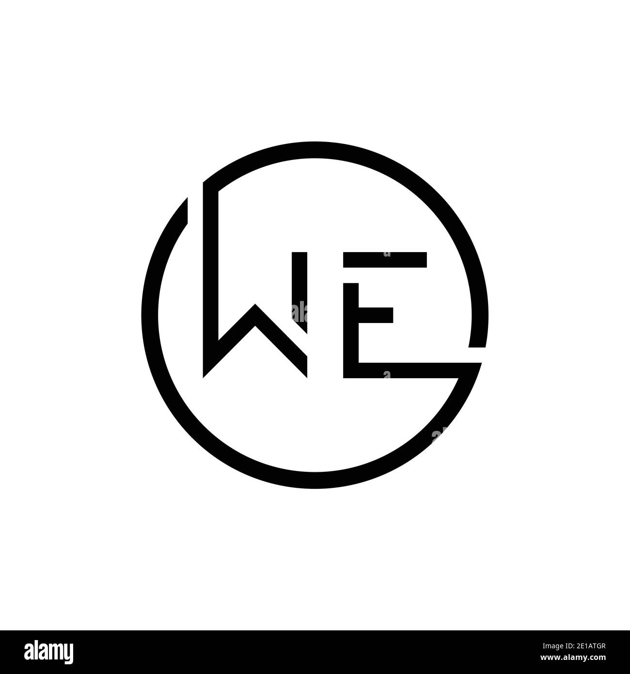 Initial circle letter we logo design vector template initial linked
