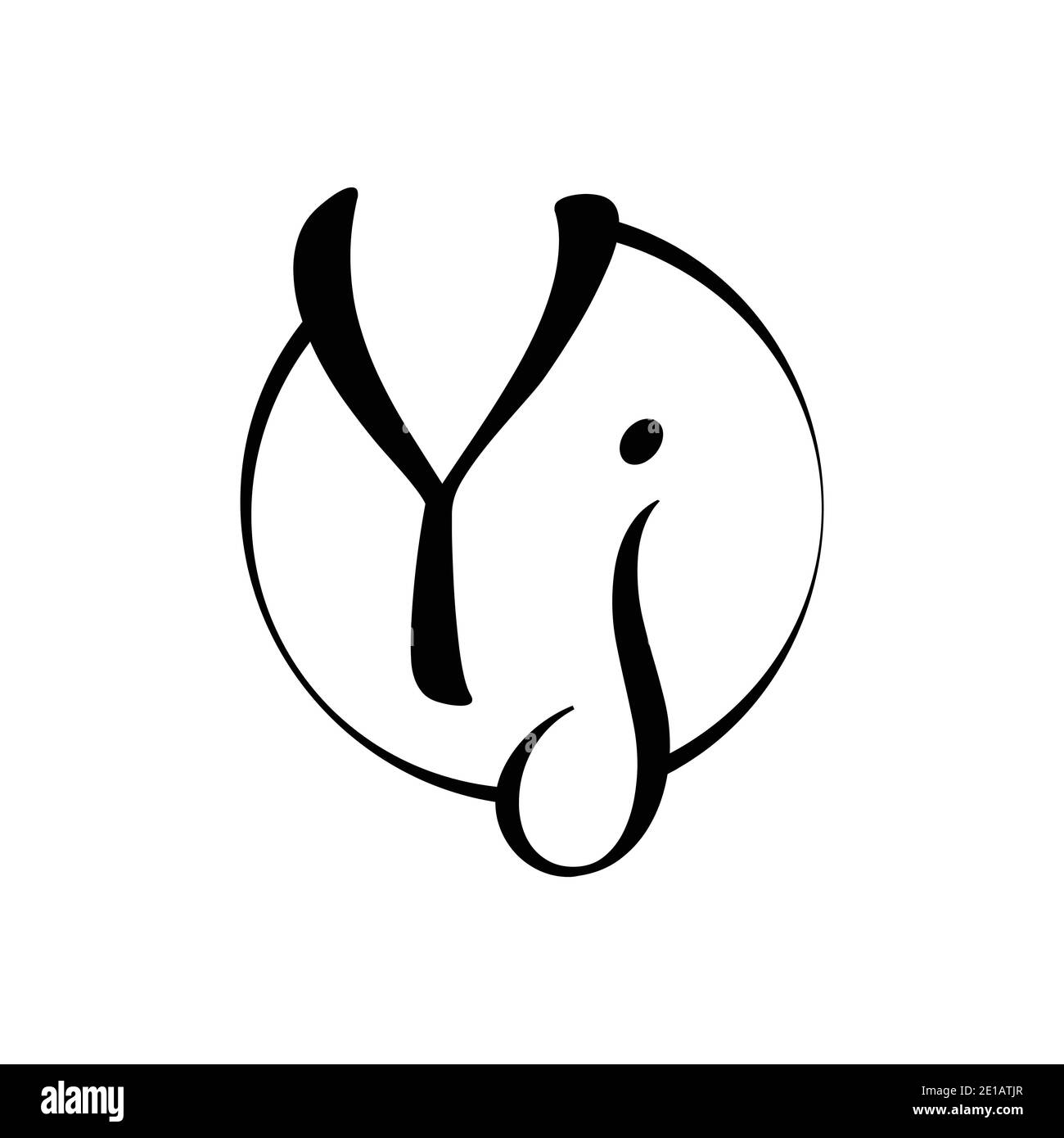 YJ letter Logo Design vector Template. Abstract Script Letter YJ Vector Illustration Stock Vector