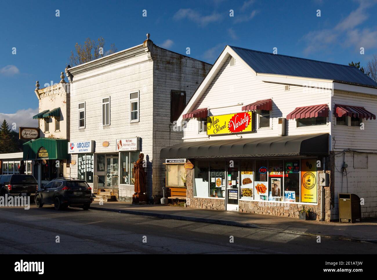 Storefronts the downtown Main Street in the Town of Mattawa, Nipissing