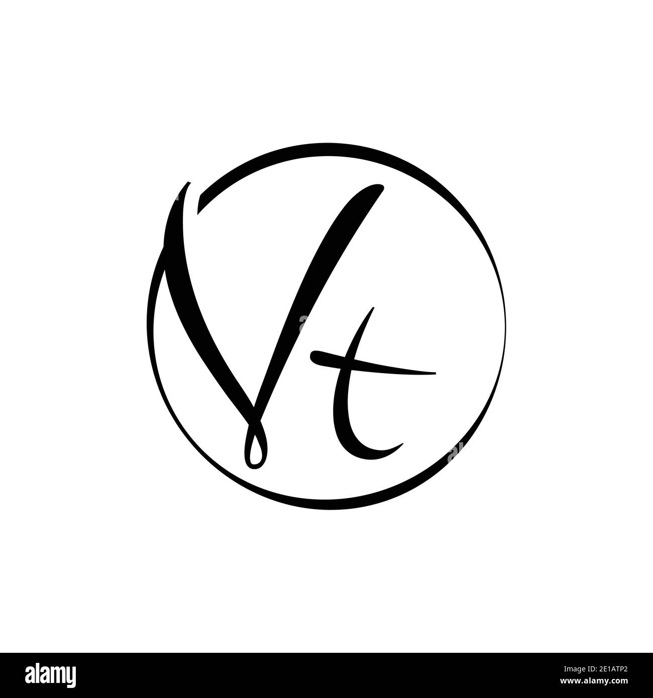 Initial VT letter Logo Design vector Template. Abstract Script Letter VT Logo Vector. Stock Vector