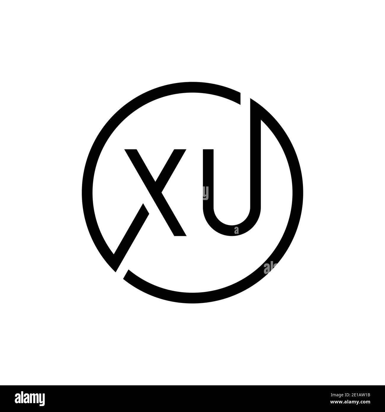 Creative Circle Letter XU Logo Design Vector Template. Initial Linked