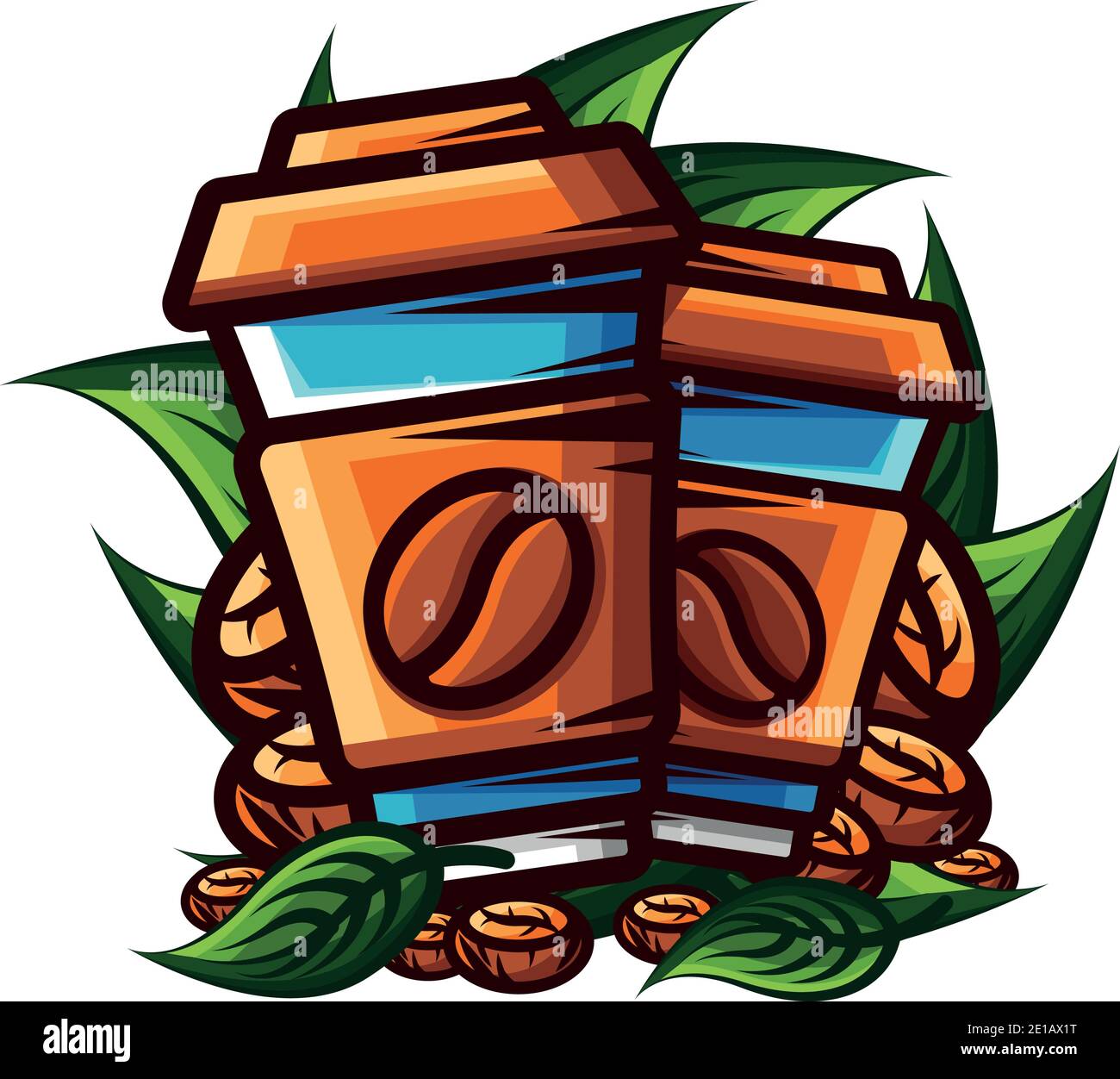Vector coffee in sharp outline style Stock Vector