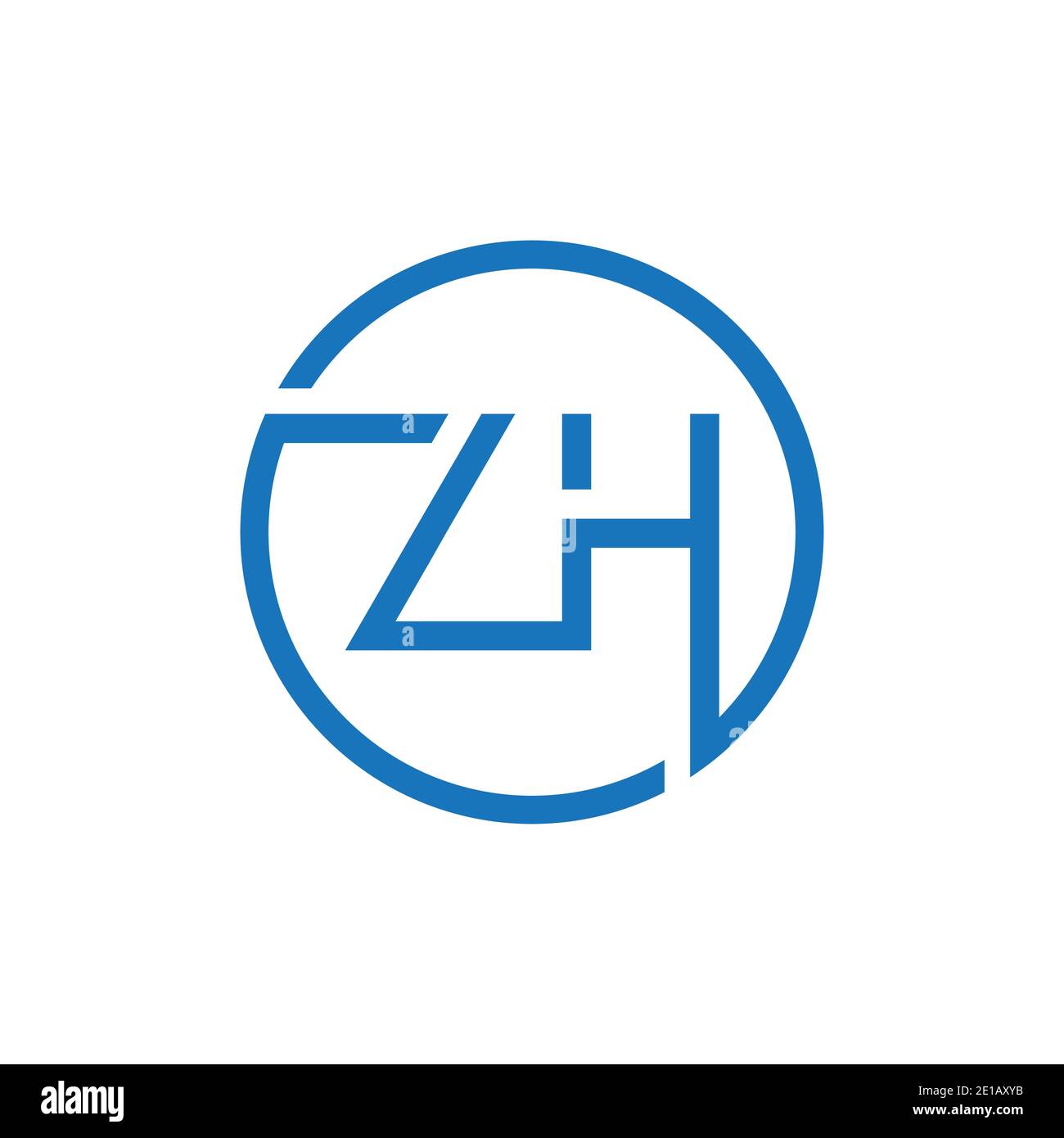 ZH Logo Design Vector Template. Initial Circle Letter ZH Vector Illustration Stock Vector