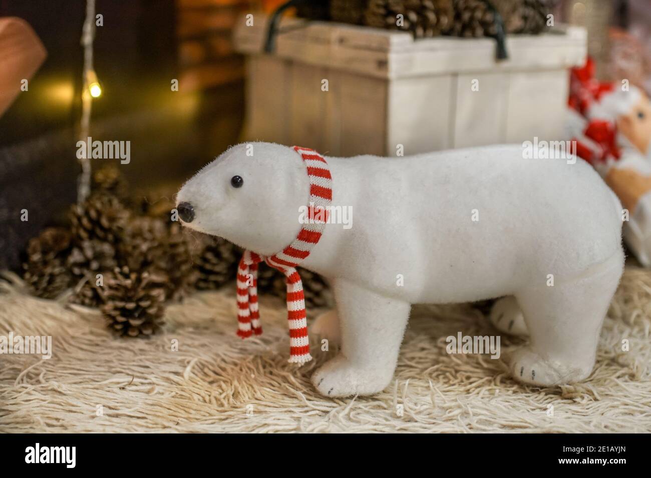 Polar bear toy. New Year and Christmas decoration. Holiday ...