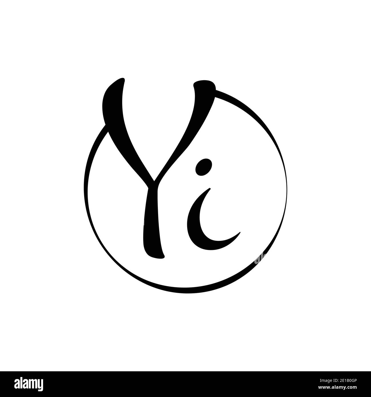 YI letter Logo Design vector Template. Abstract Script Letter YI Vector ...