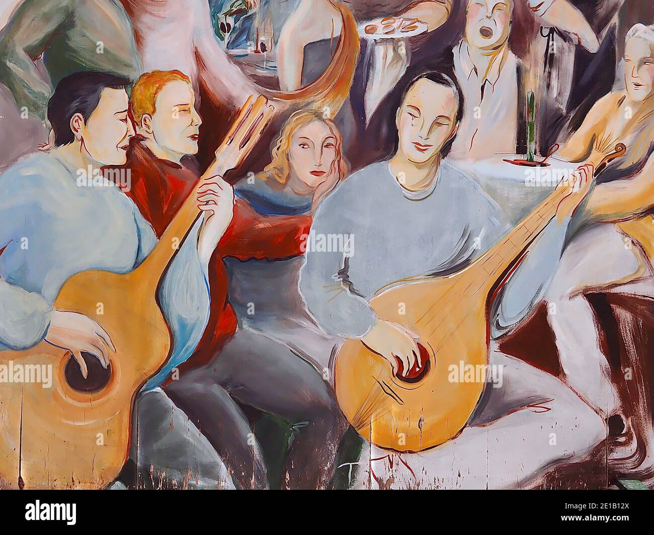 Traditional art in Lisbon - painting of Fado music Stock Photo