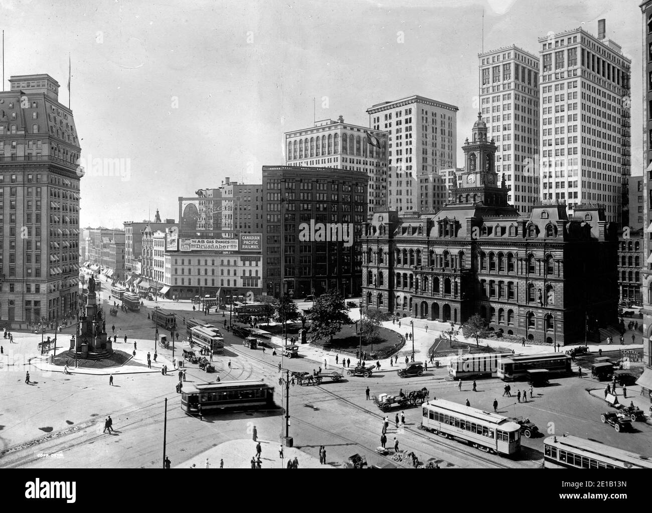 Cadillac Square and county building in Detroit, Michigan January 1902