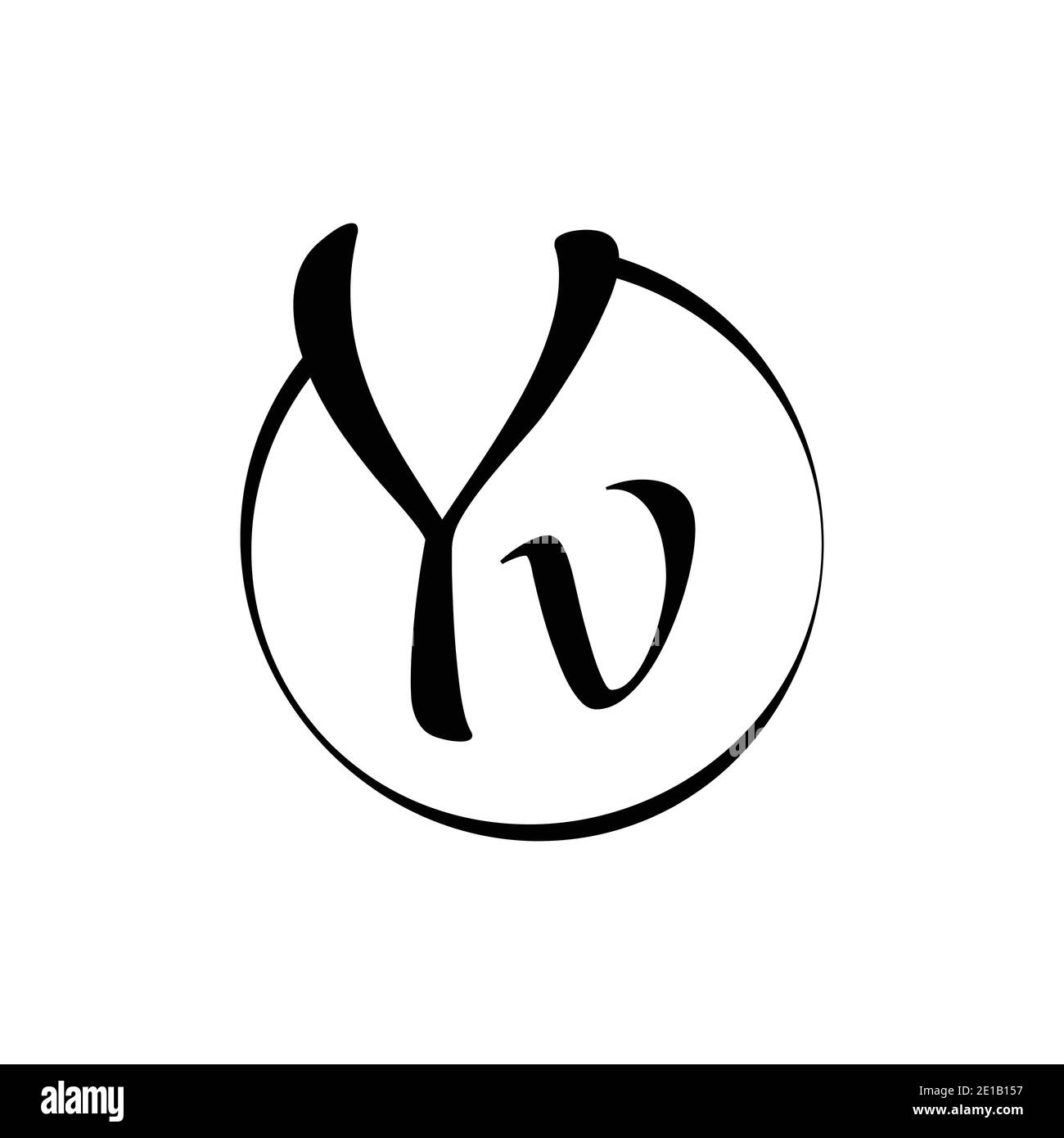YV letter Logo Design vector Template. Abstract Script Letter YV Vector Illustration Stock Vector
