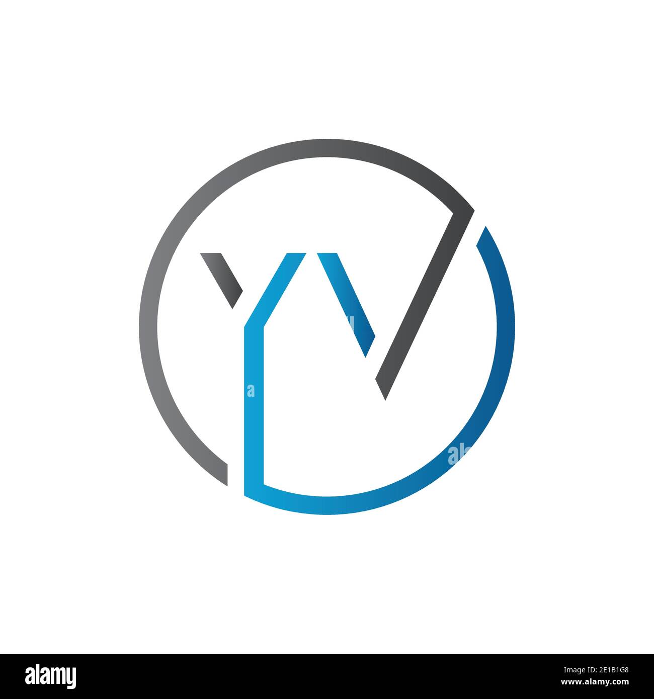 YV Logo Design Vector Template. Initial Circle Letter YV Vector Illustration Stock Vector