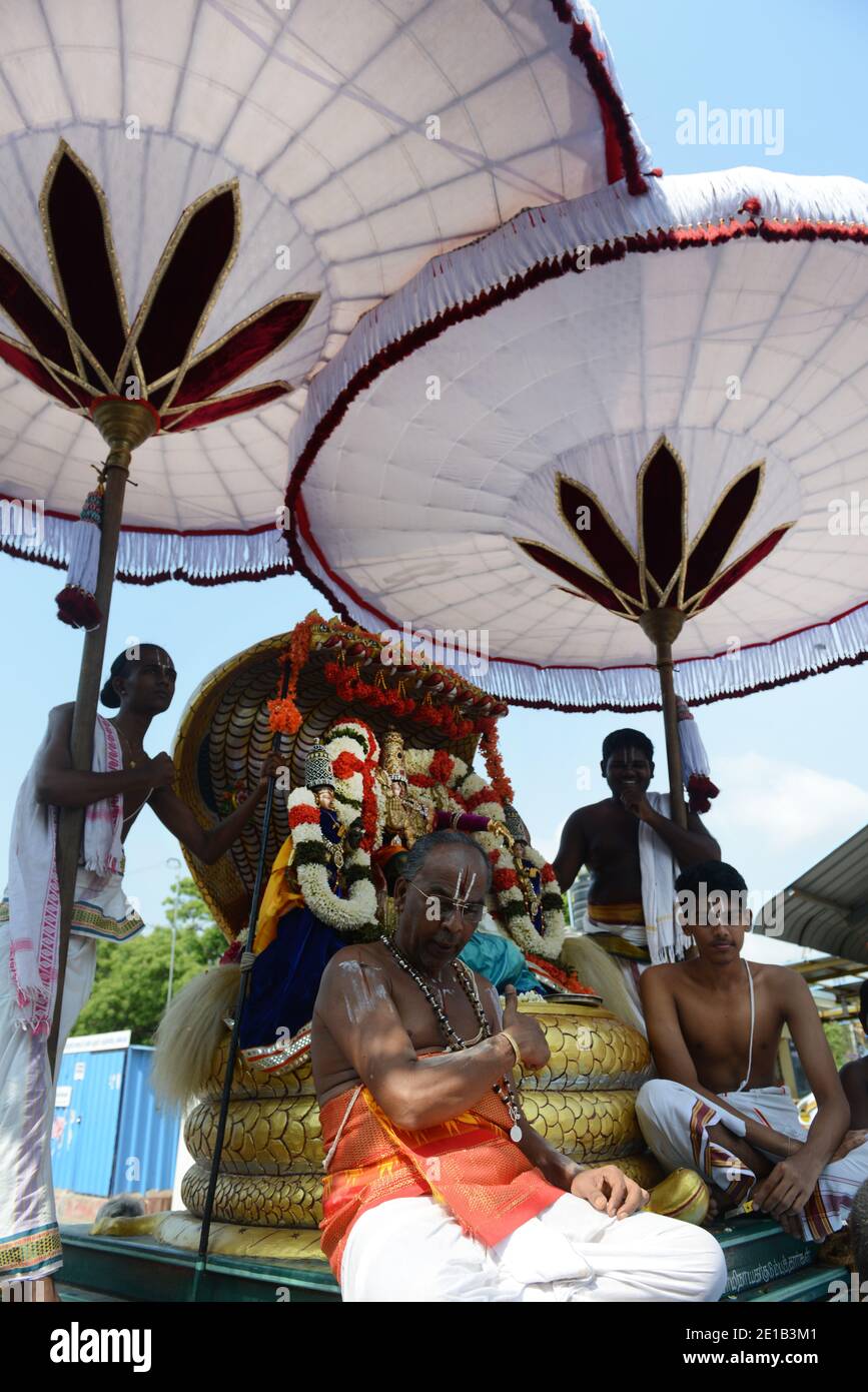 Sthalasayana Peruma temple car procession in the streets of