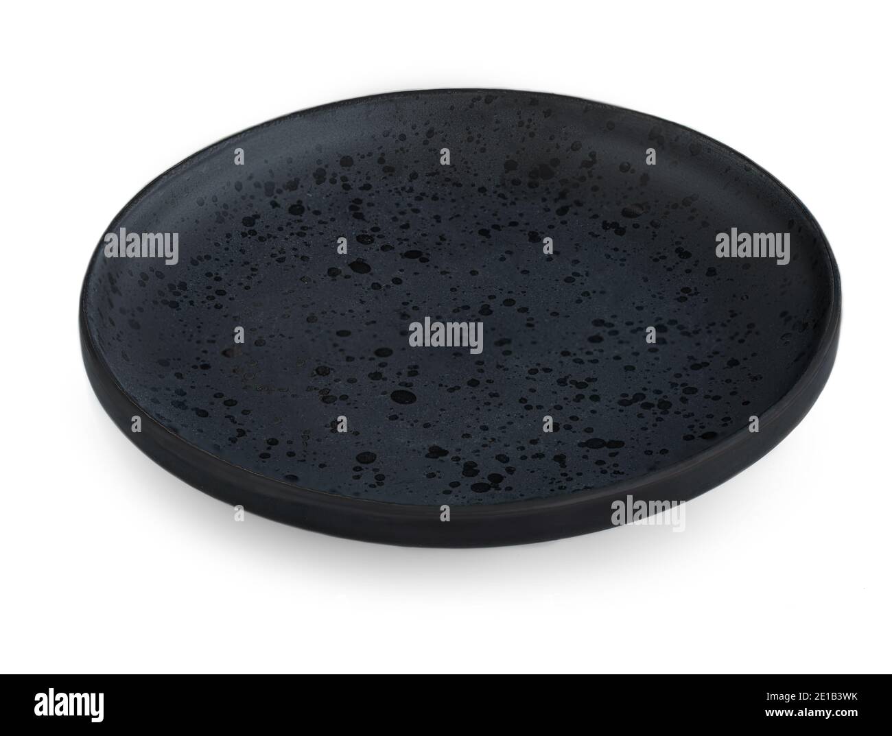 Empty ceramic round plate isolated on a white background. Top view Stock Photo