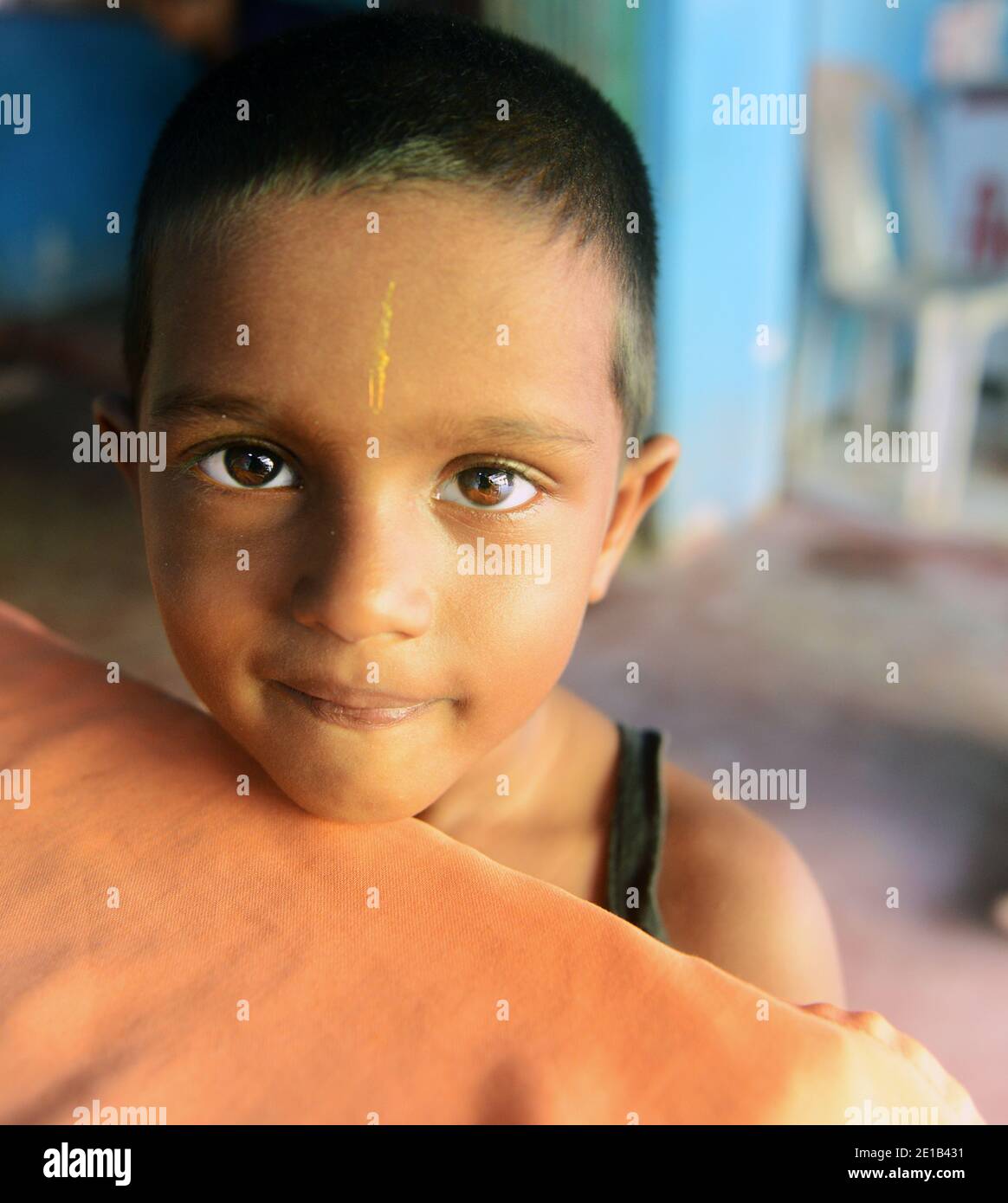 Portrait of a cute Tamil boy. Stock Photo
