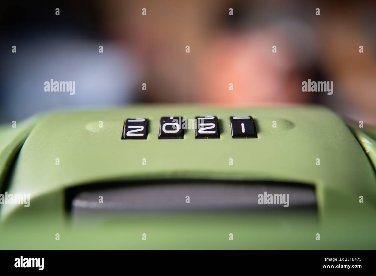 the combination lock showing the 2021 number Stock Photo