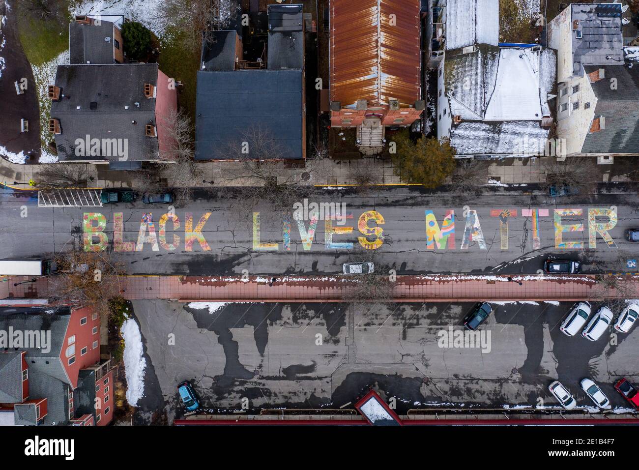 Black Lives Matter, BLM, Warren Street, Hudson, NY, USA Stock Photo