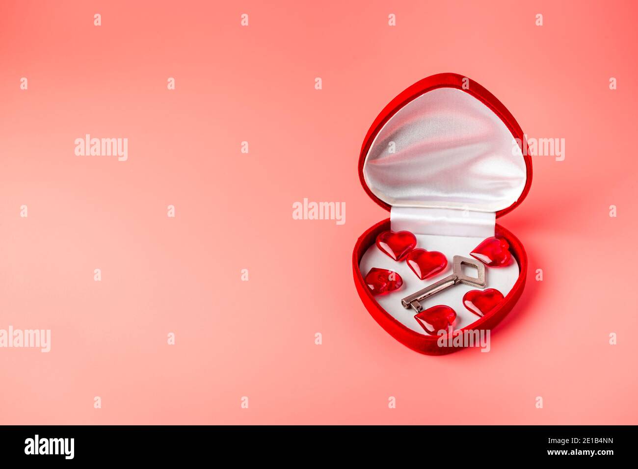 Heart Box Key Key in a box of heart shape as a symbol of love. Valentines day ...