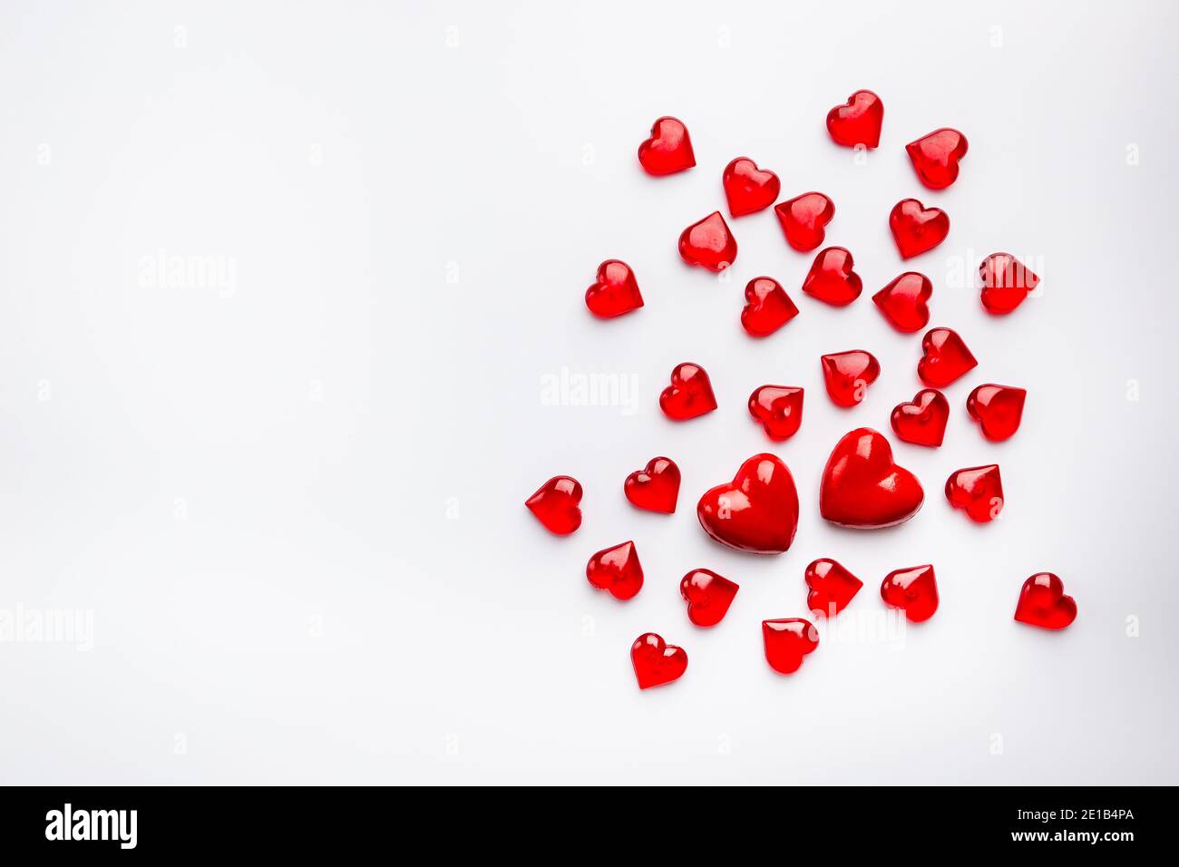 Red Heart shapes on abstract white background. Love concept for ...